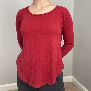 LOFT Red Relaxed Fit Long Sleeve